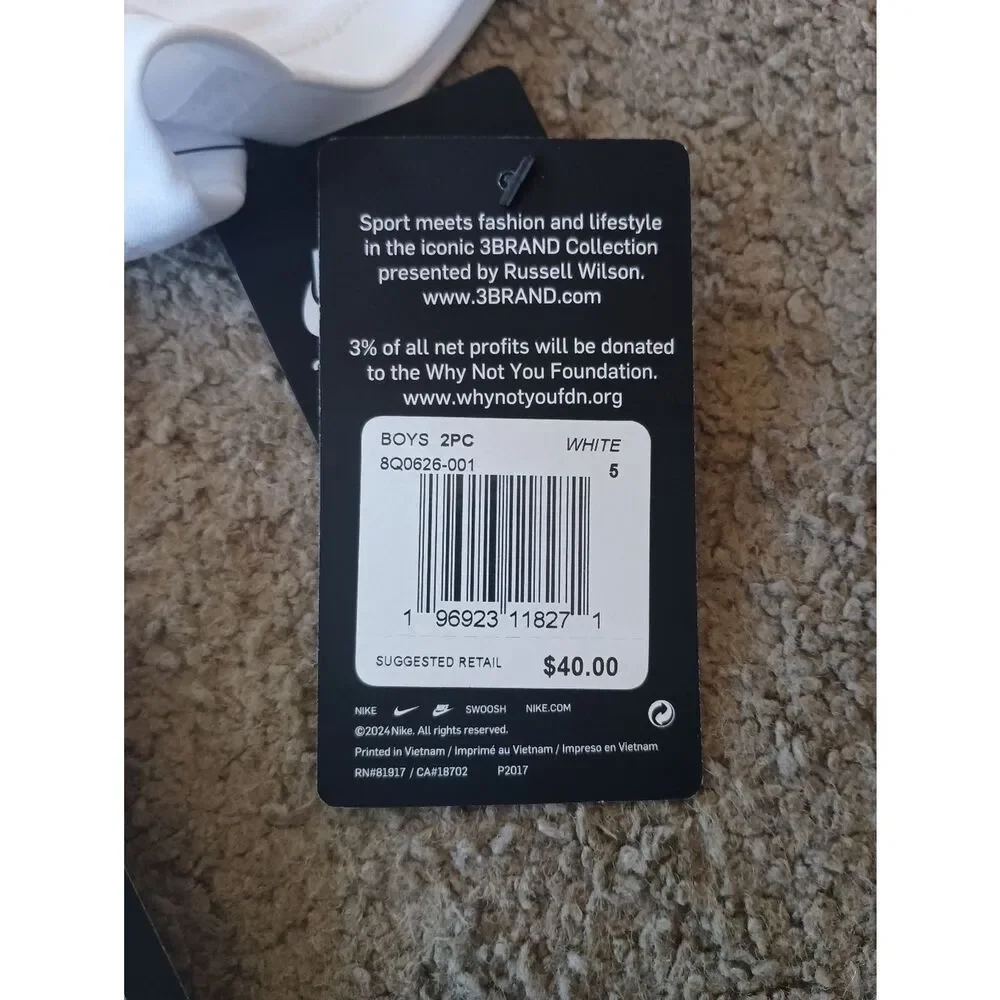Nike Boys Russell Wilson Short Set Black/White Multiple Sizes BRAND NEW + TAGS